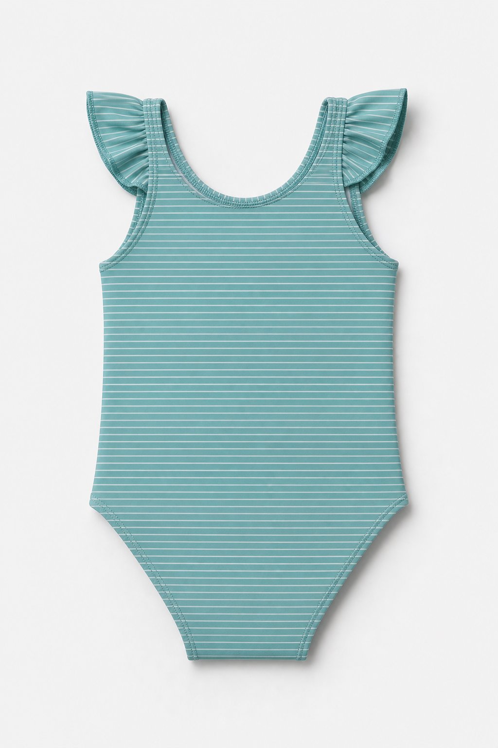 Dusty Teal Thin Stripes One-Piece Swimsuit view 2