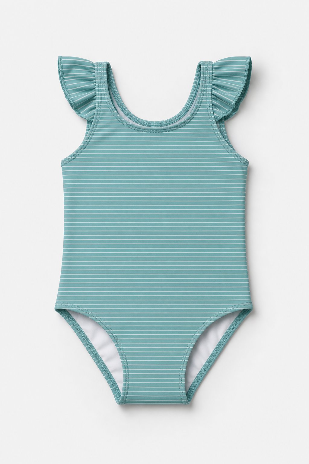 Dusty Teal Thin Stripes One-Piece Swimsuit
