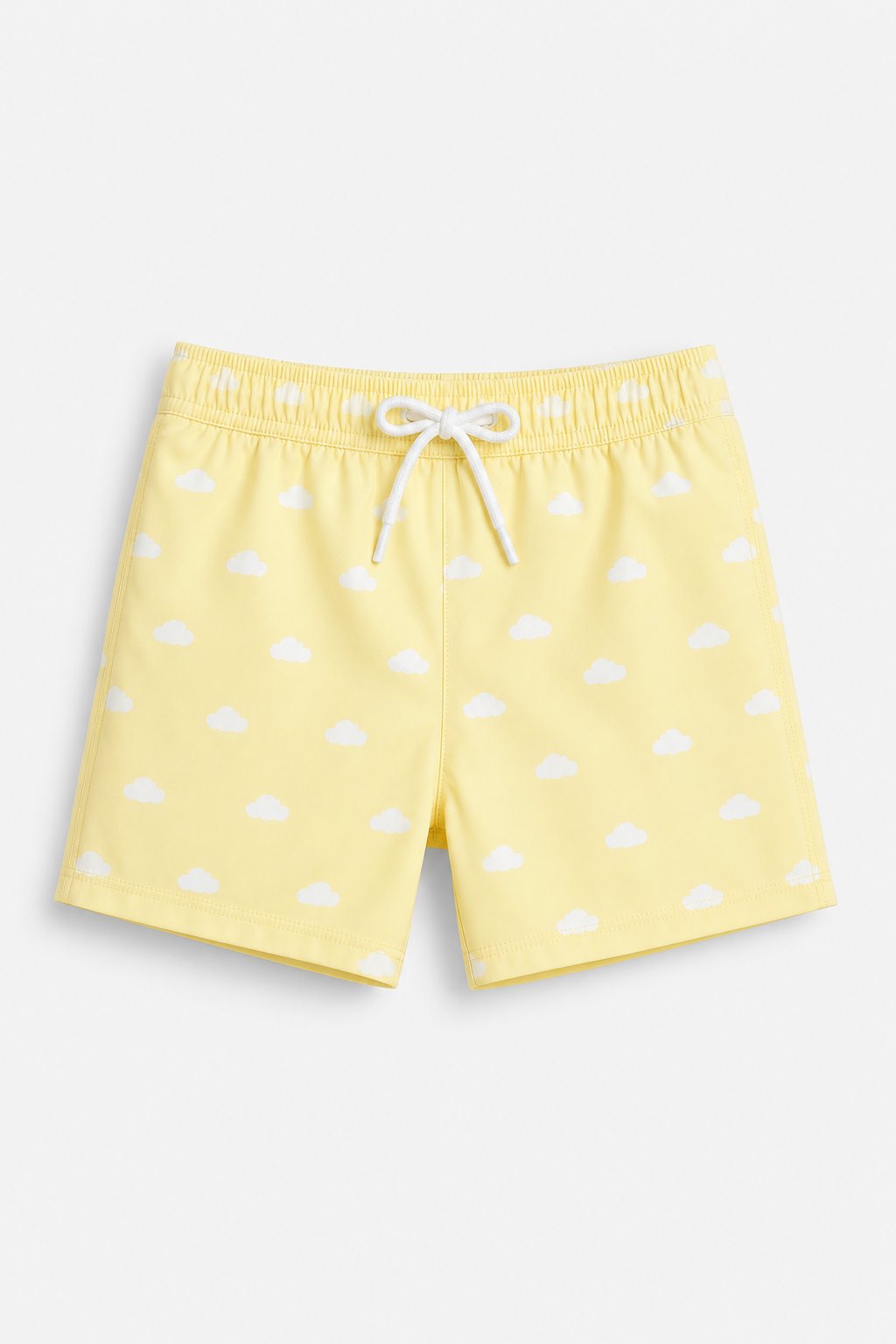 Butter Yellow Cloud Print Swim Trunks