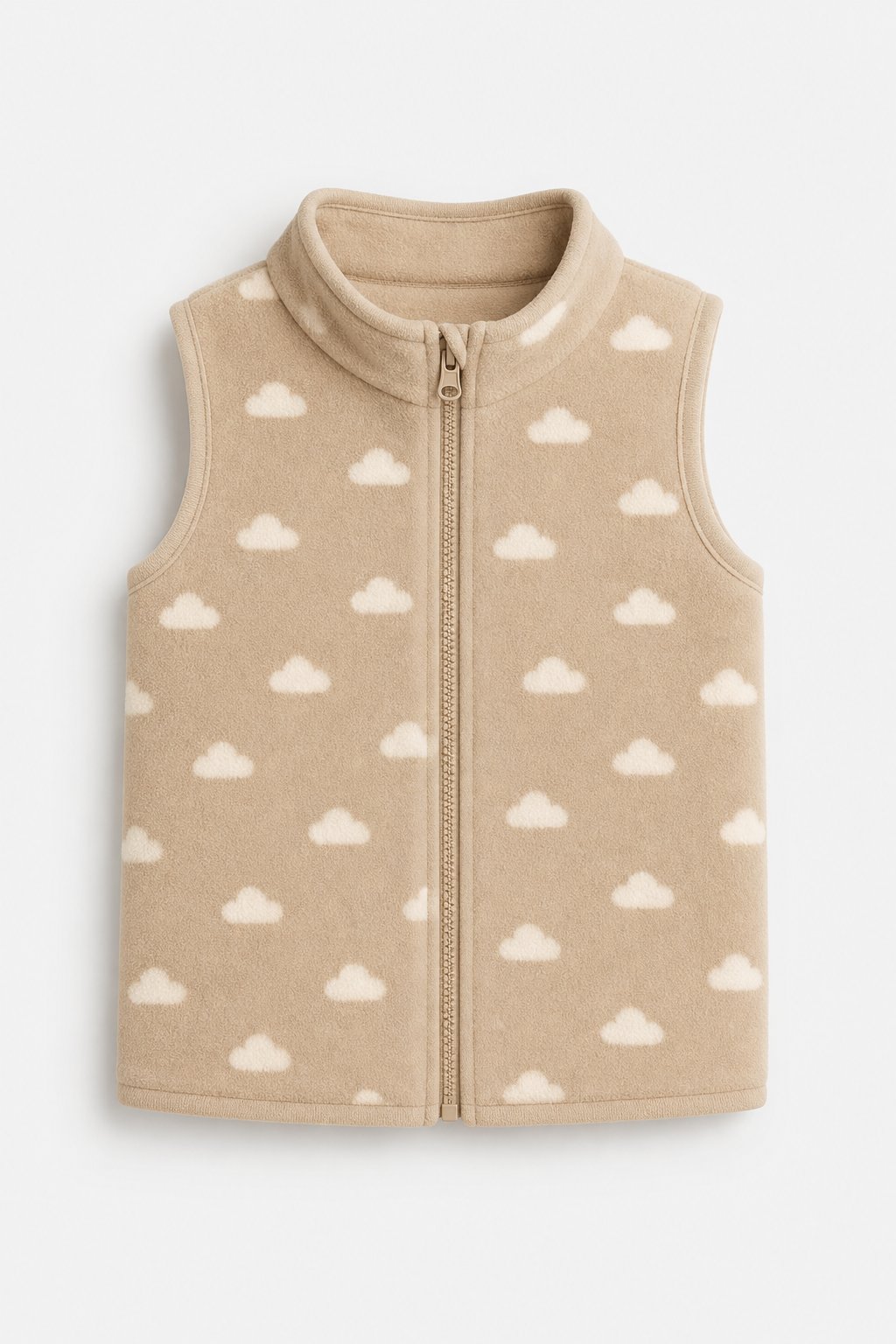 Soft Taupe Cloud Print Puffer Vest