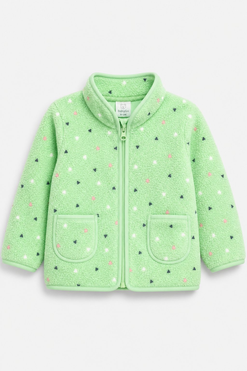 Mint Green Abstract Geometric Fleece Jacket