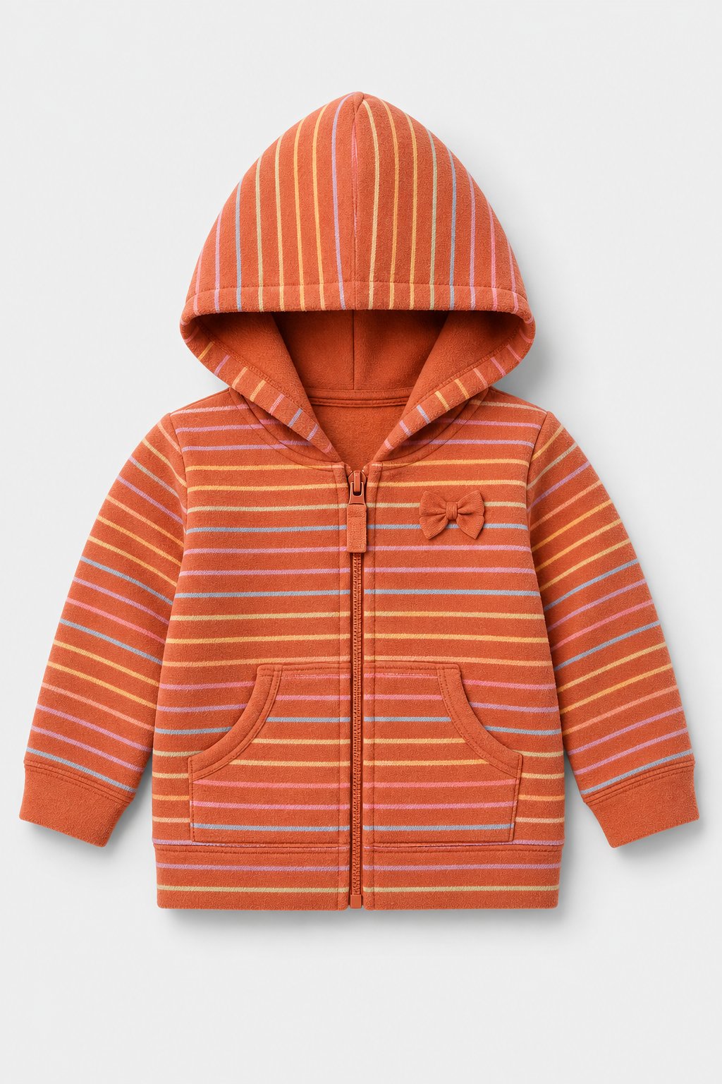 Terracotta Rainbow Stripe Zip-Up Hoodie