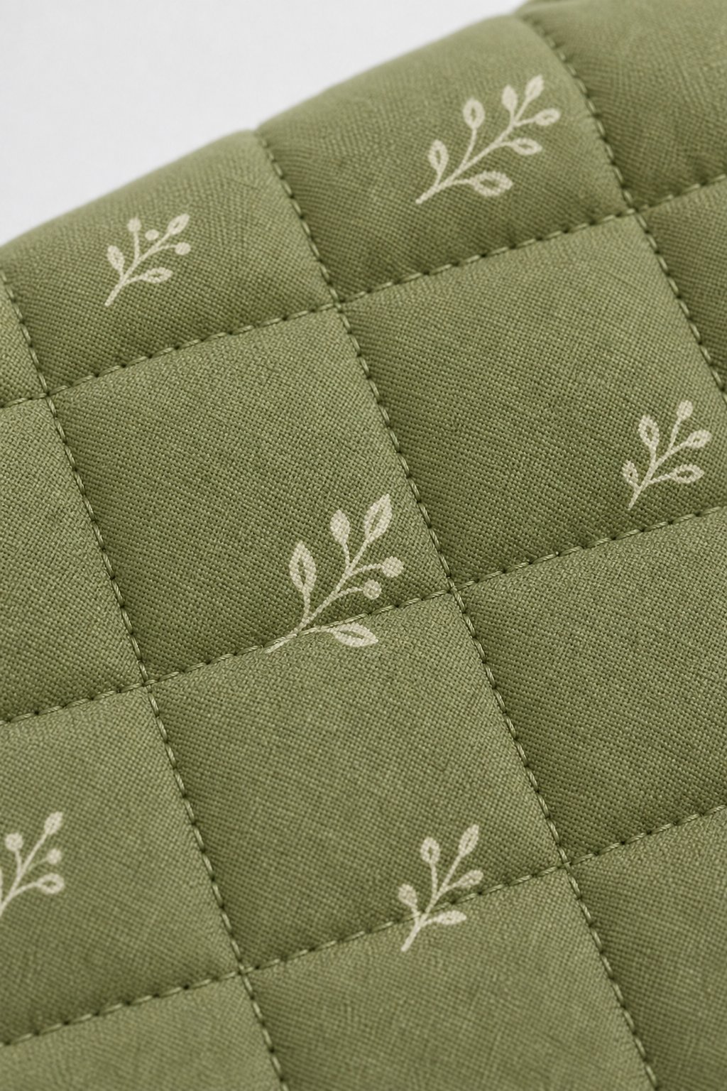 Sage Green Botanical Print Puffer Vest view 3