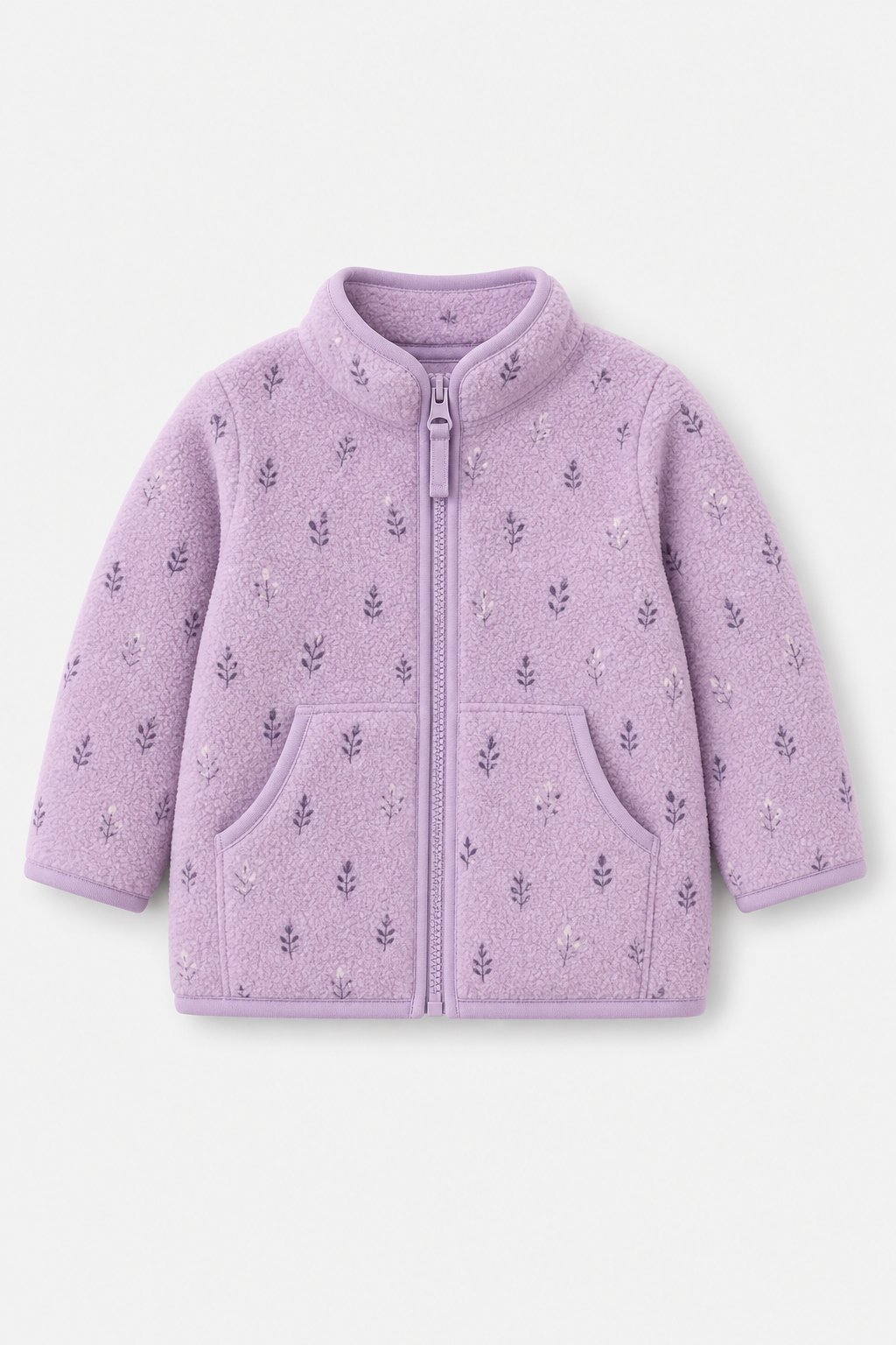Lavender Botanical Print Fleece Jacket