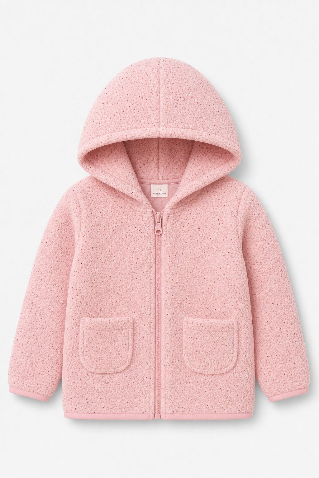 Soft Pink Speckled Zip-Up Hoodie