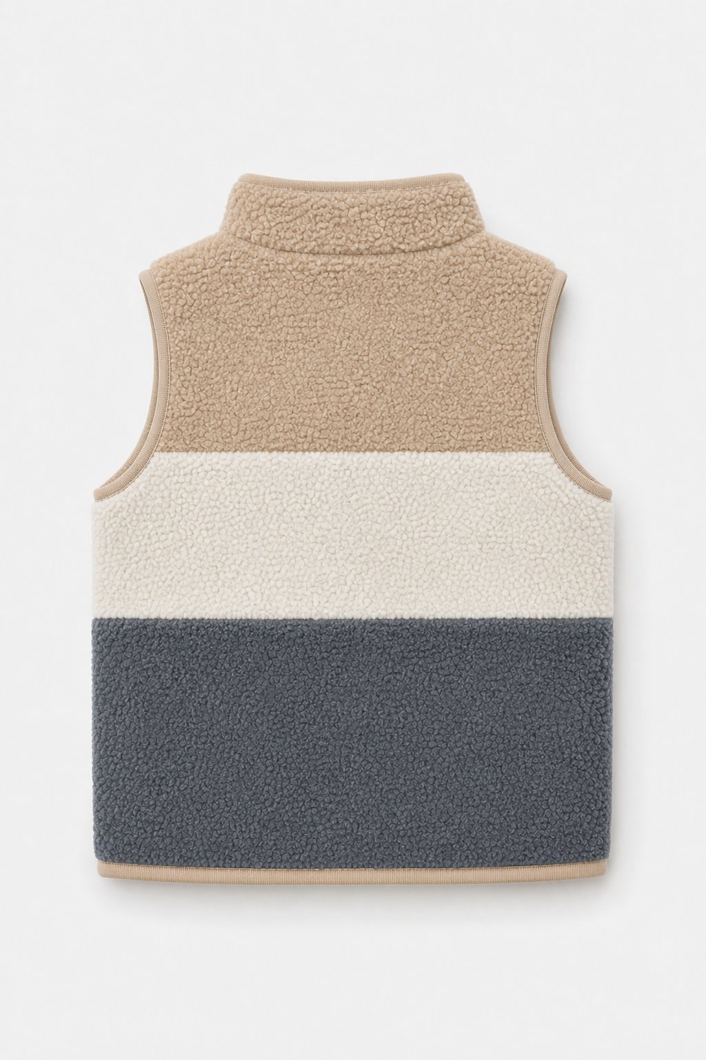 Soft Taupe Color-Block Puffer Vest view 2