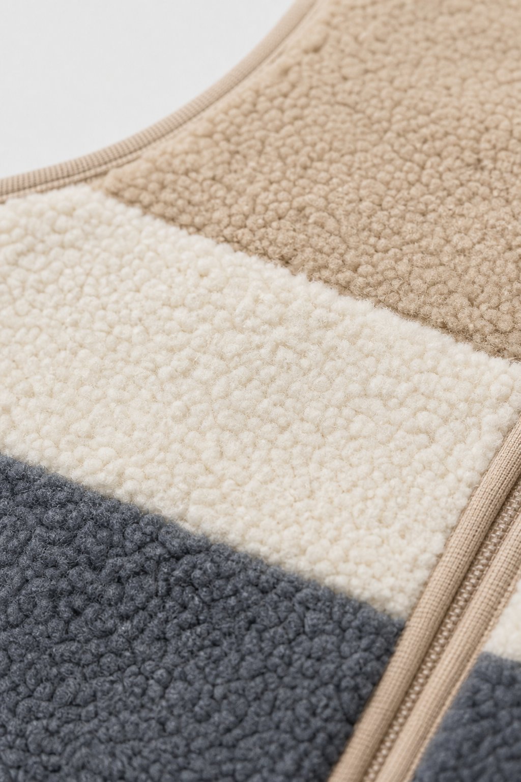 Soft Taupe Color-Block Puffer Vest view 3