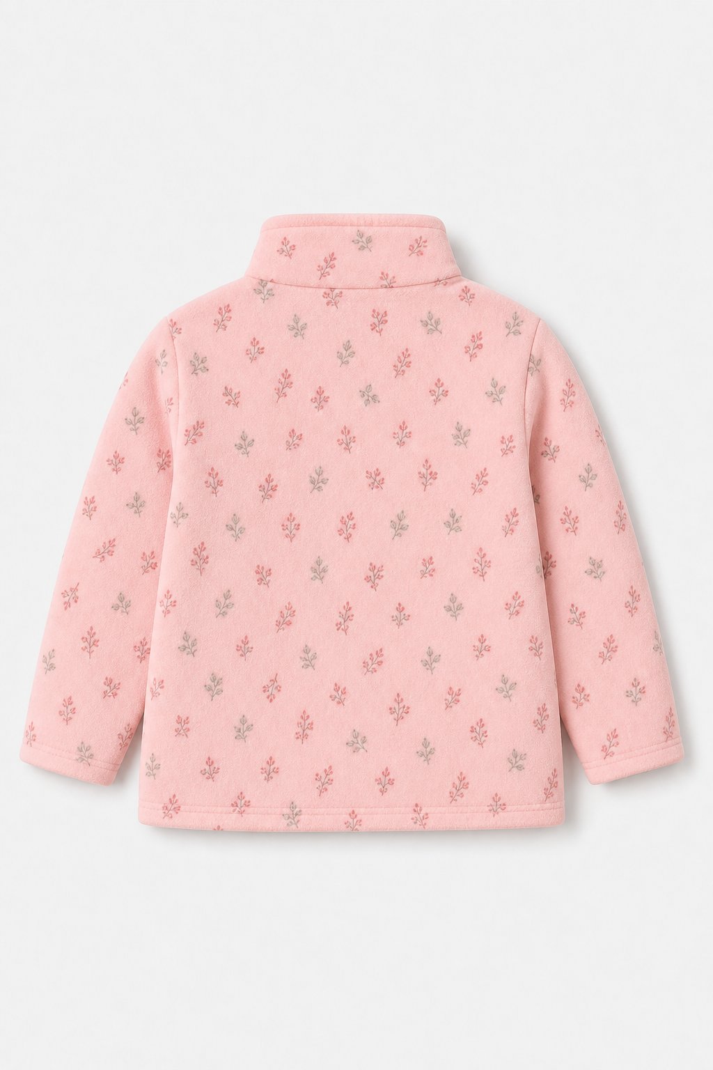 Ballet Pink Botanical Print Fleece Jacket view 2