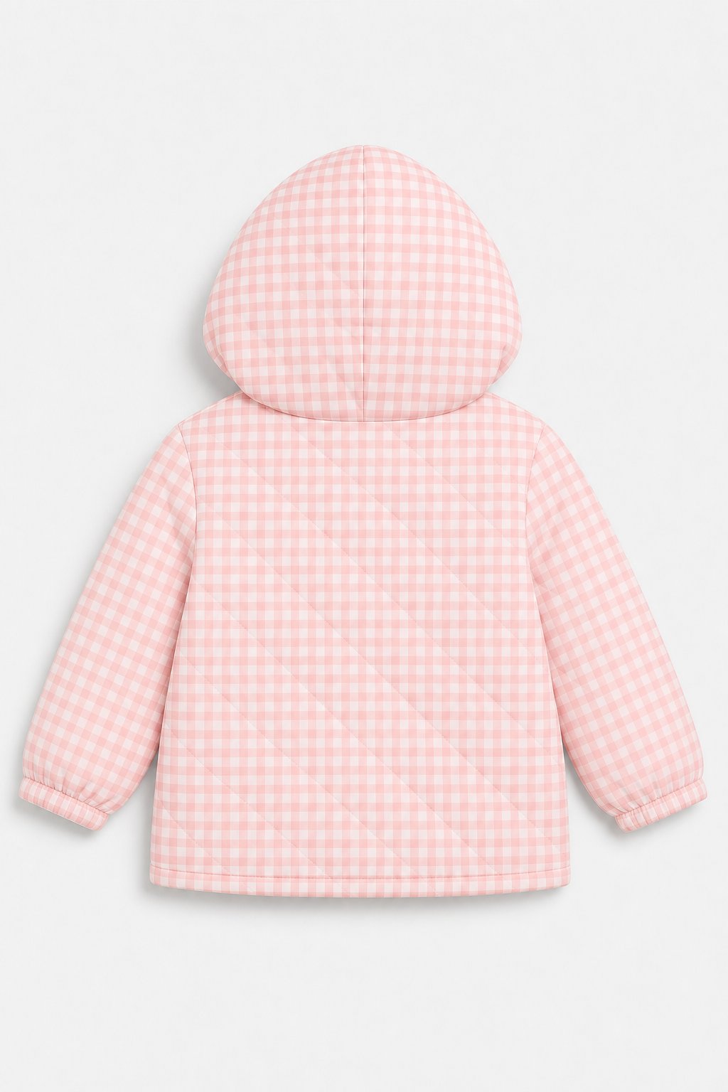Ballet Pink Gingham Check Zip-Up Hoodie view 2