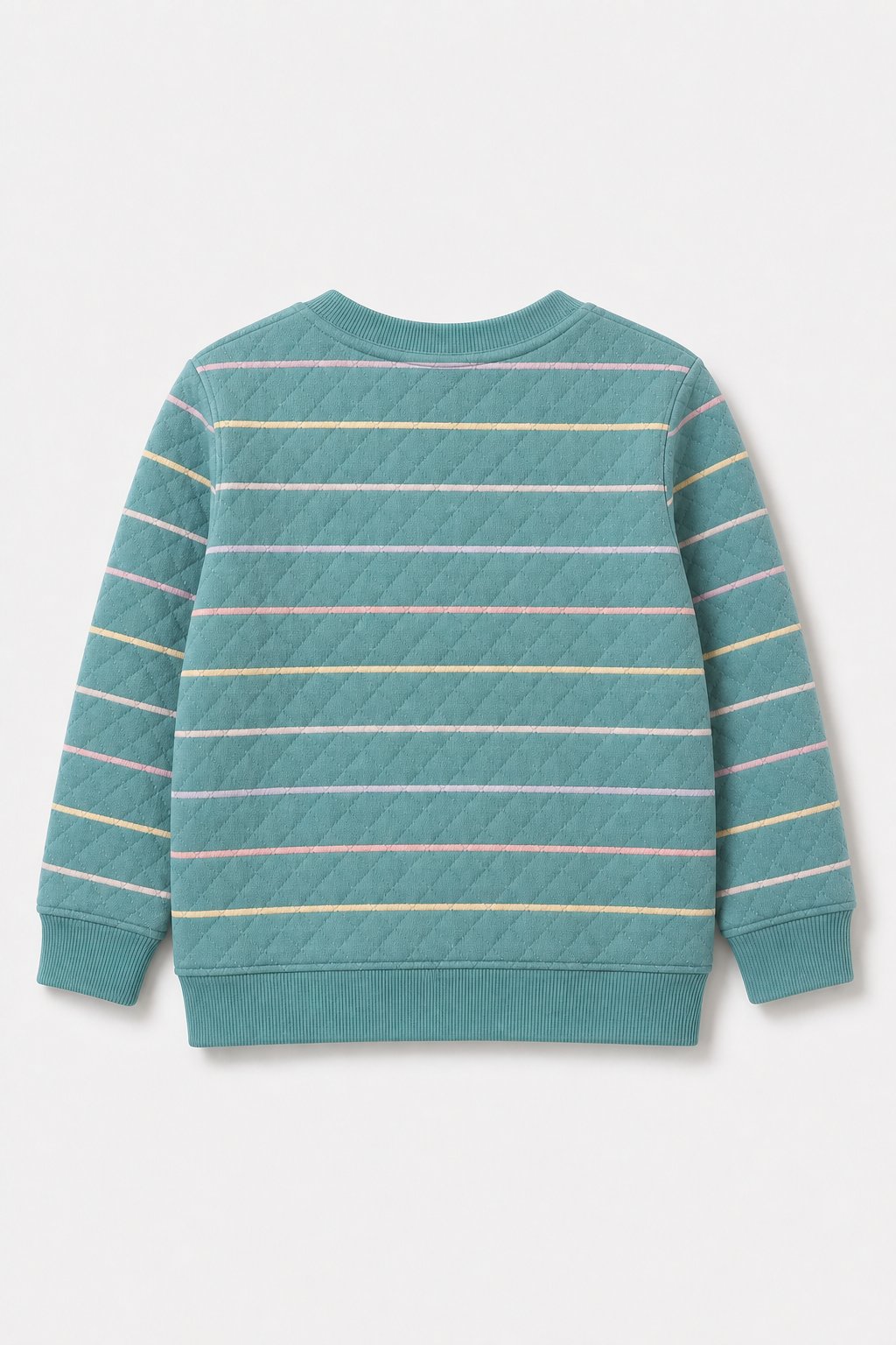 Dusty Teal Rainbow Stripe Knit Sweater view 2