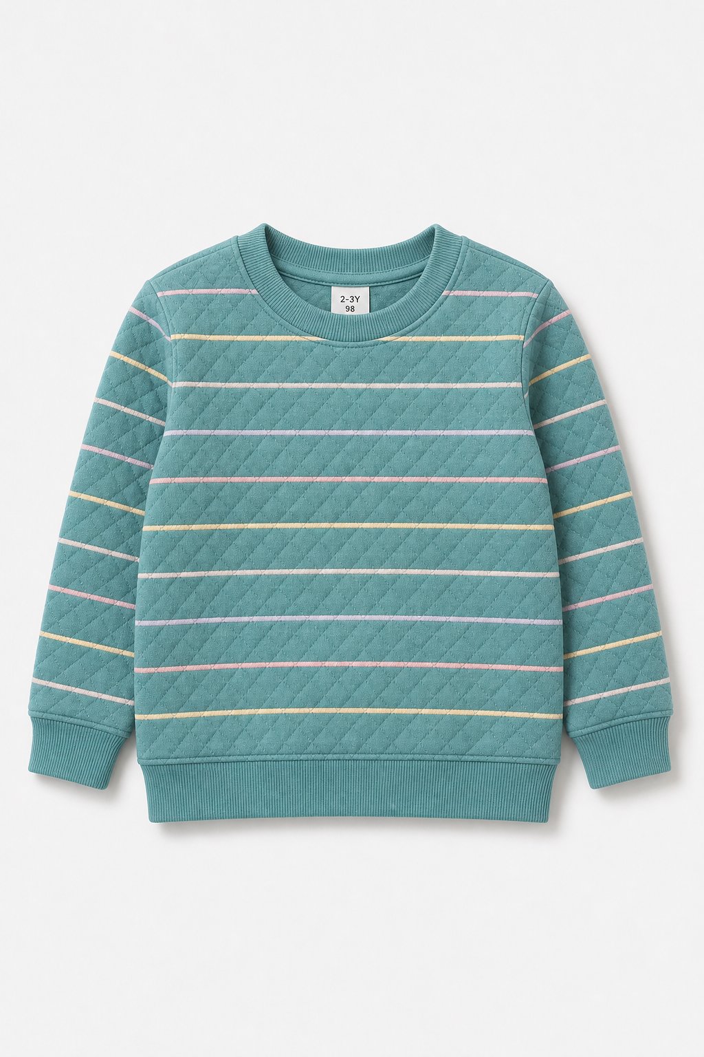 Dusty Teal Rainbow Stripe Knit Sweater