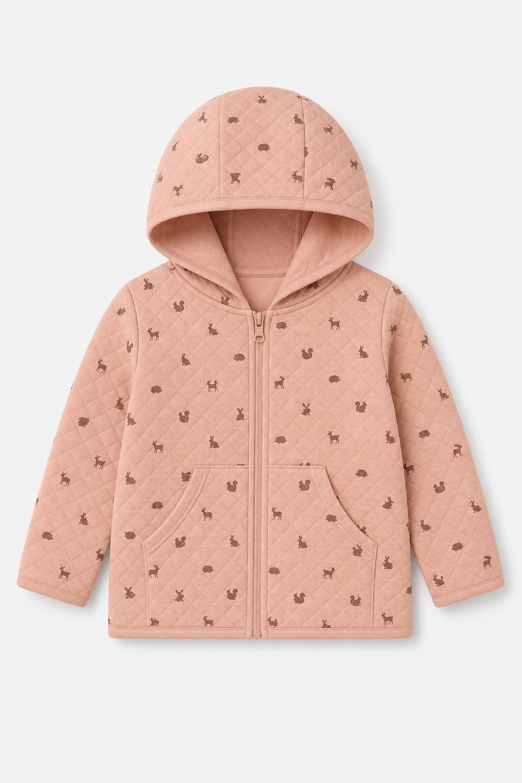 Dusty Rose Animal Print Zip-Up Hoodie