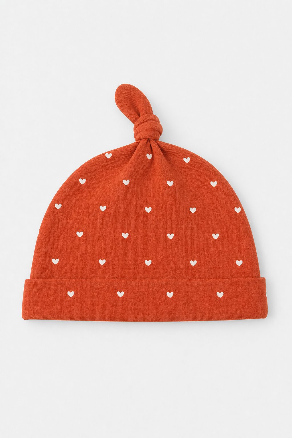 Terracotta Heart Print Beanie Hat view 2