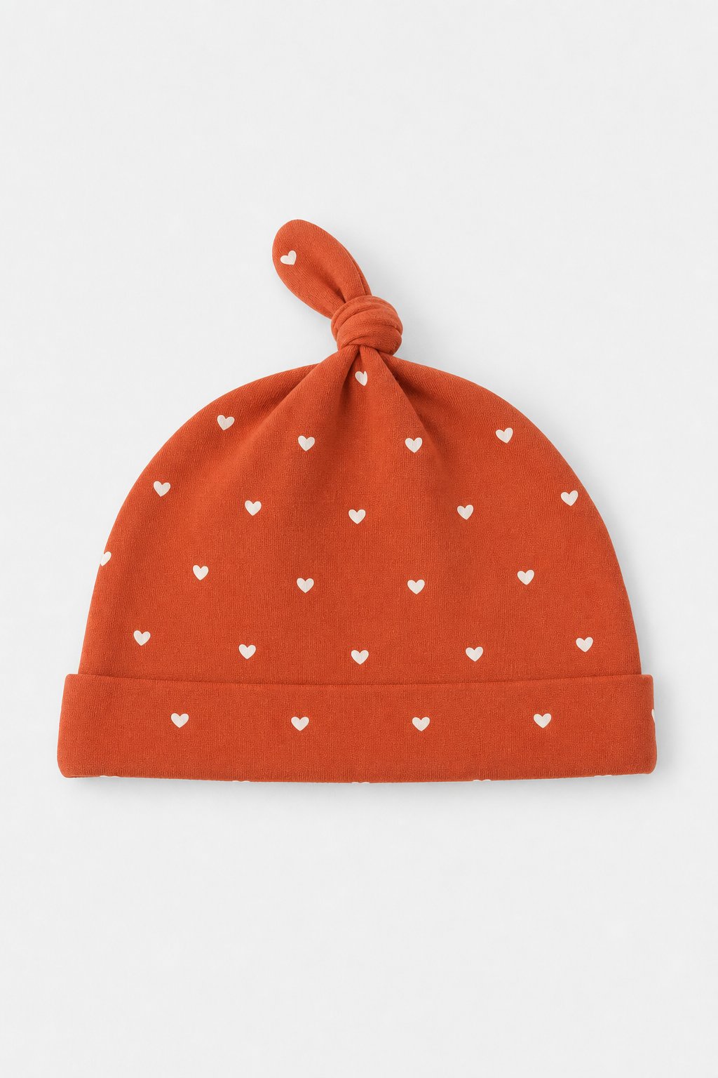 Terracotta Heart Print Beanie Hat