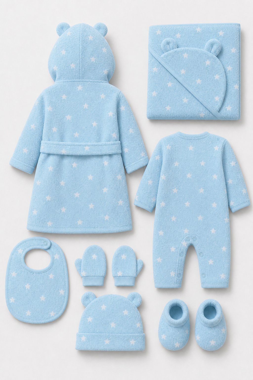 Sky Blue Star Print Bib Set view 2