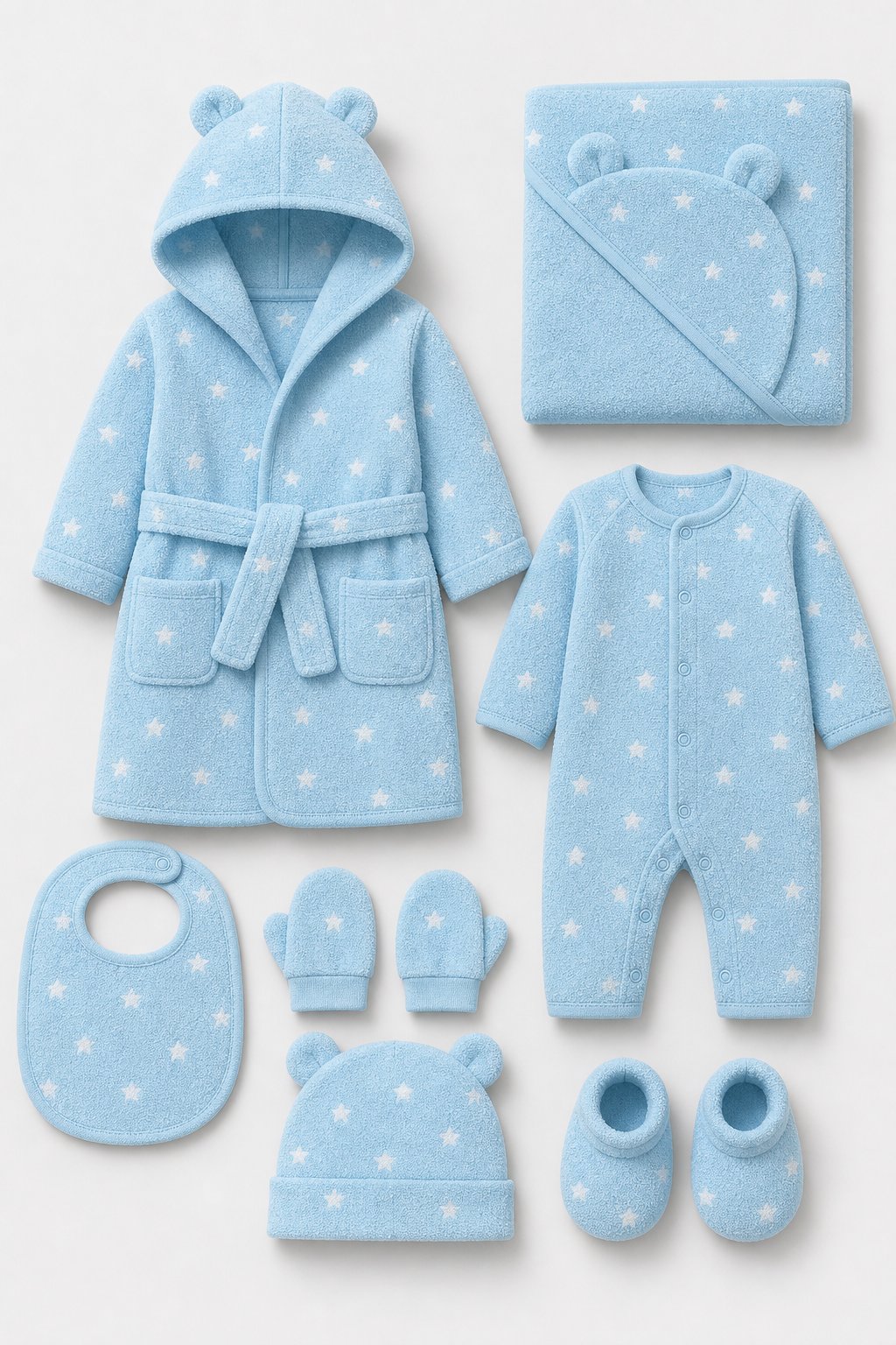 Sky Blue Star Print Bib Set