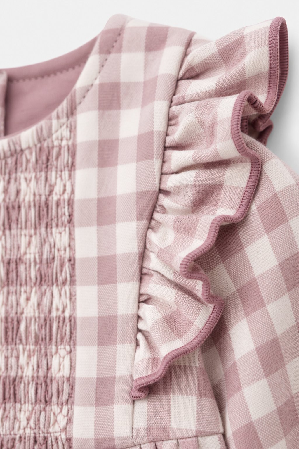Mauve Gingham Check Holiday Romper view 3