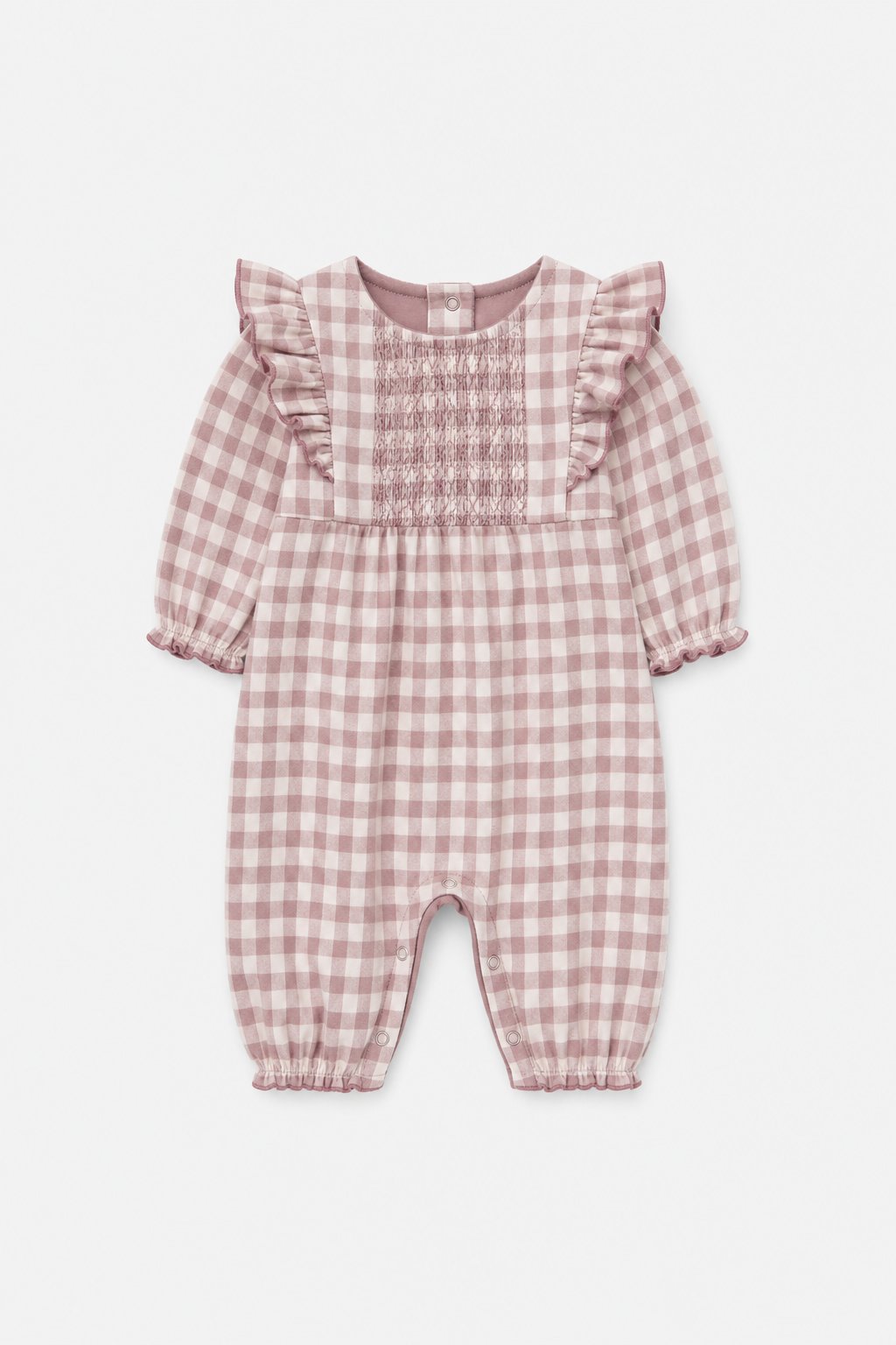 Mauve Gingham Check Holiday Romper