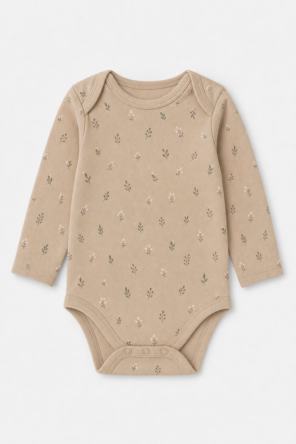 Soft Taupe Botanical Print Valentine Bodysuit