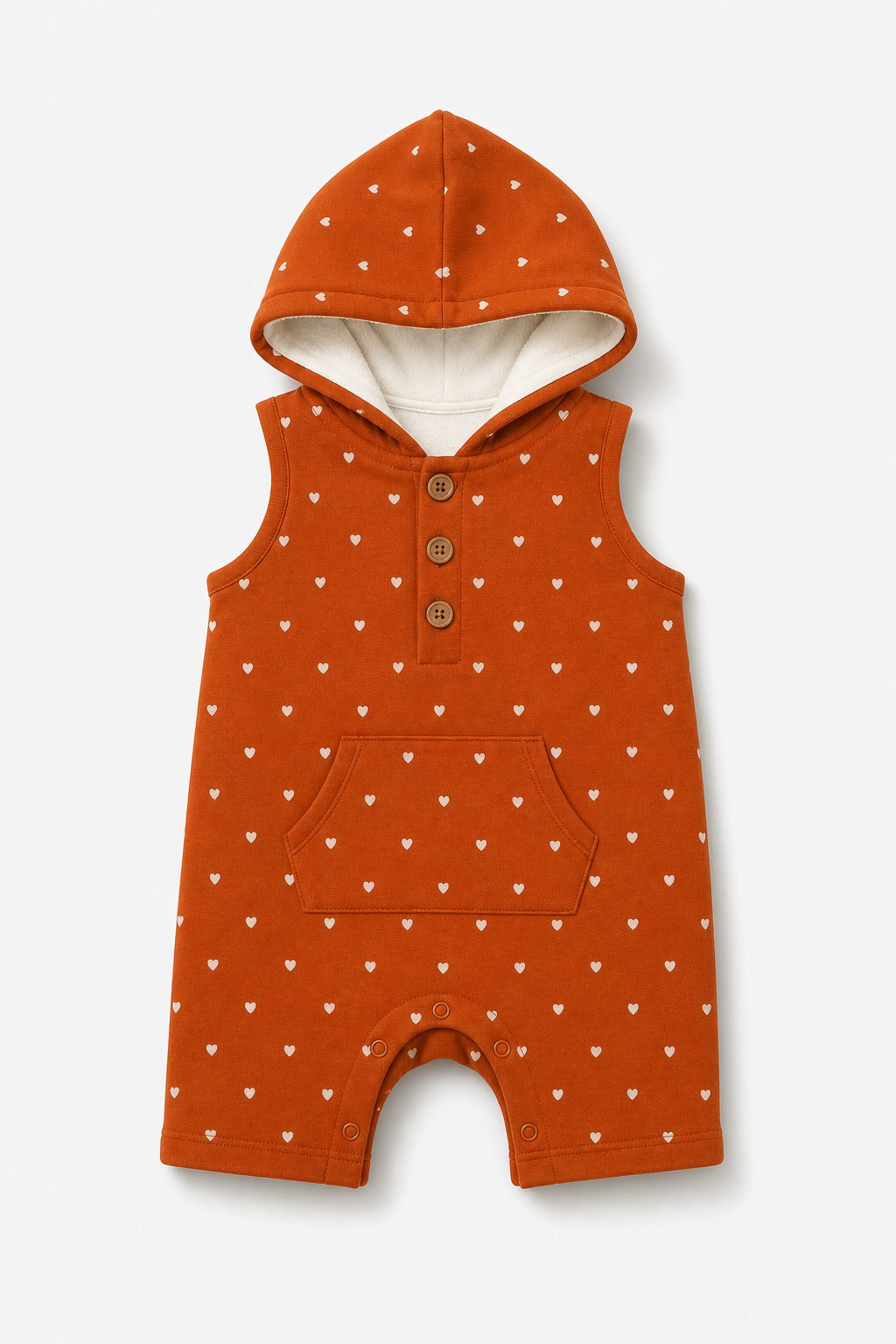 Rust Heart Print Summer Sunsuit