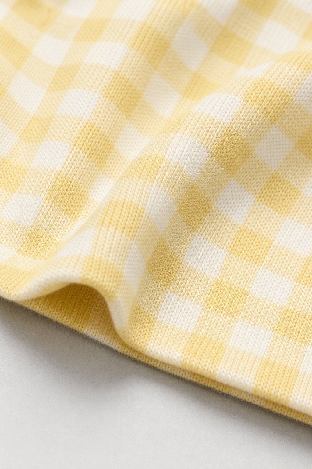 Butter Yellow Gingham Check Winter Knit Set view 3