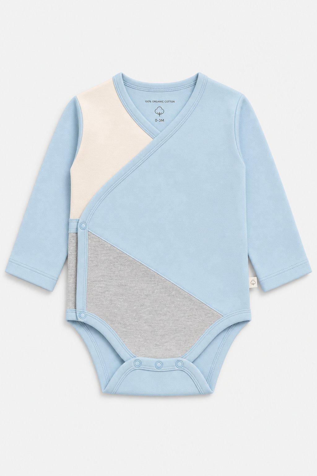 Powder Blue Color-Block Kimono Bodysuit