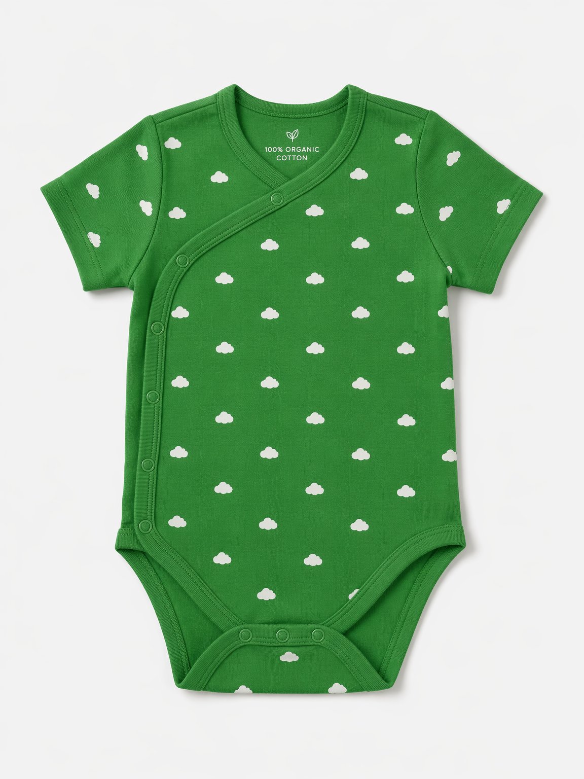 Forest Green Cloud Print Side-Snap Bodysuit