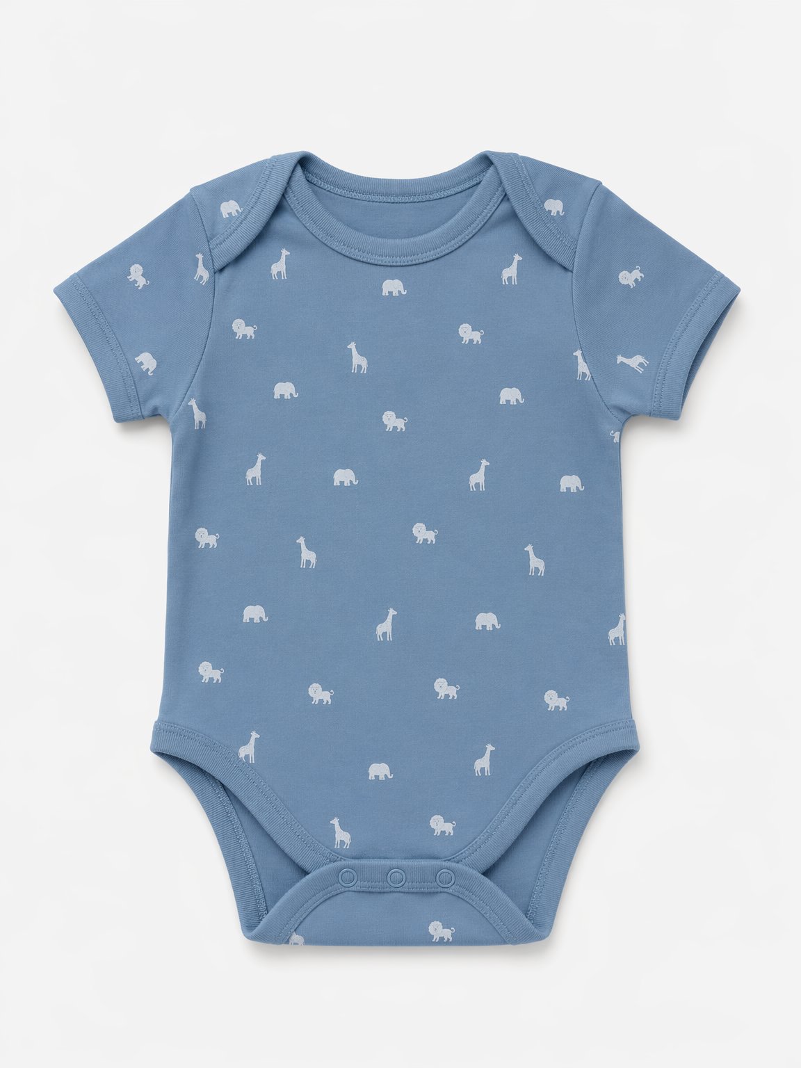 Denim Blue Animal Print Short-Sleeve Bodysuit