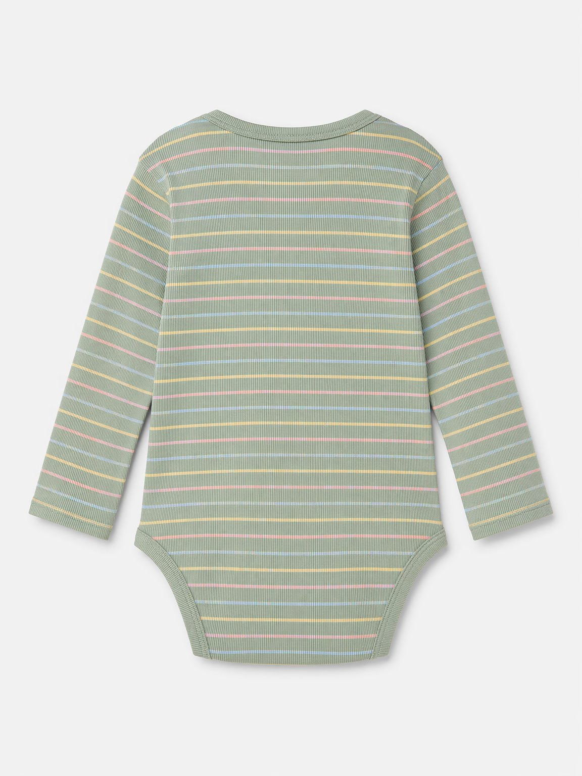 Eucalyptus Green Rainbow Stripe Long-Sleeve Bodysuit view 2