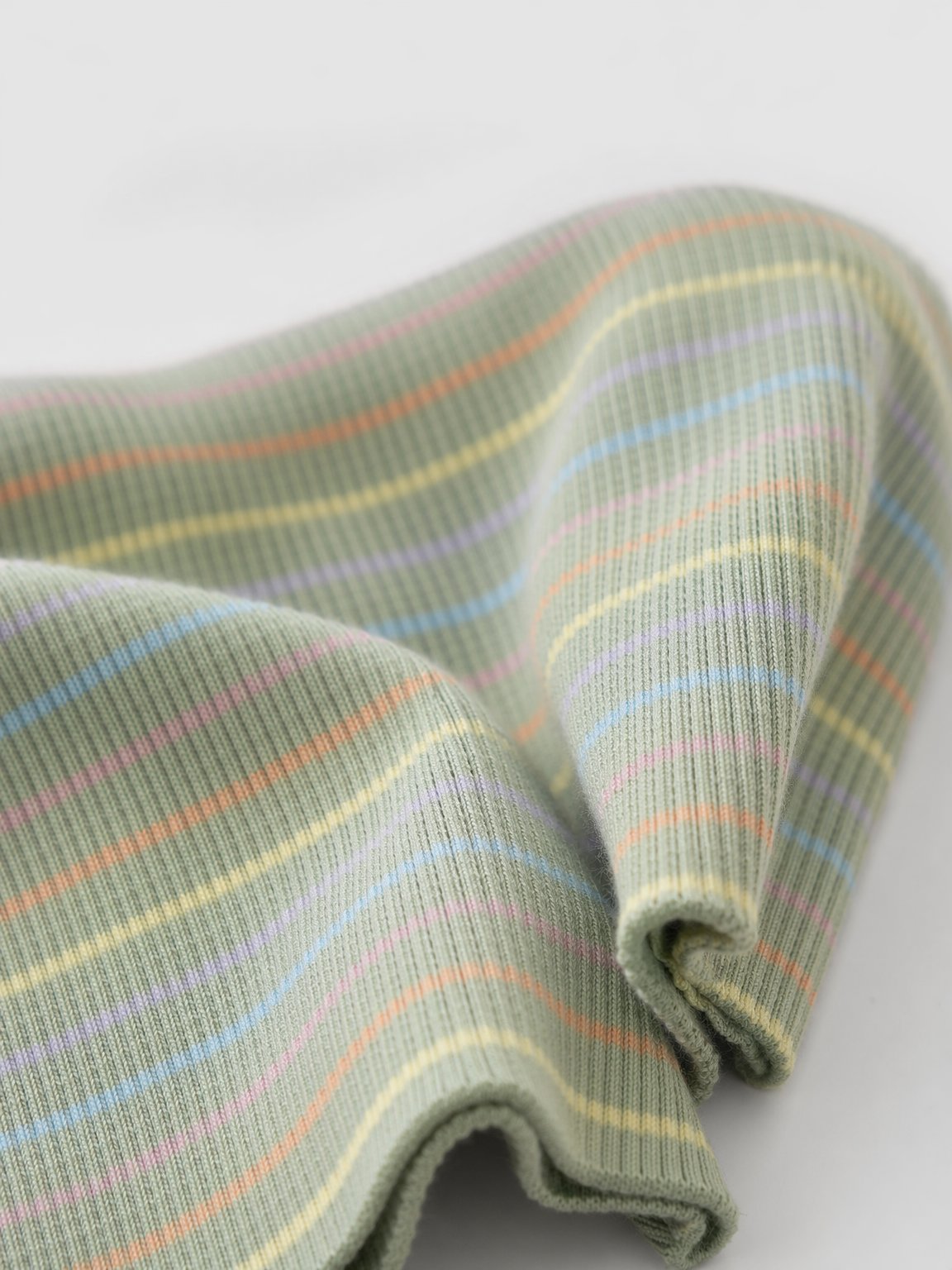 Eucalyptus Green Rainbow Stripe Long-Sleeve Bodysuit view 3