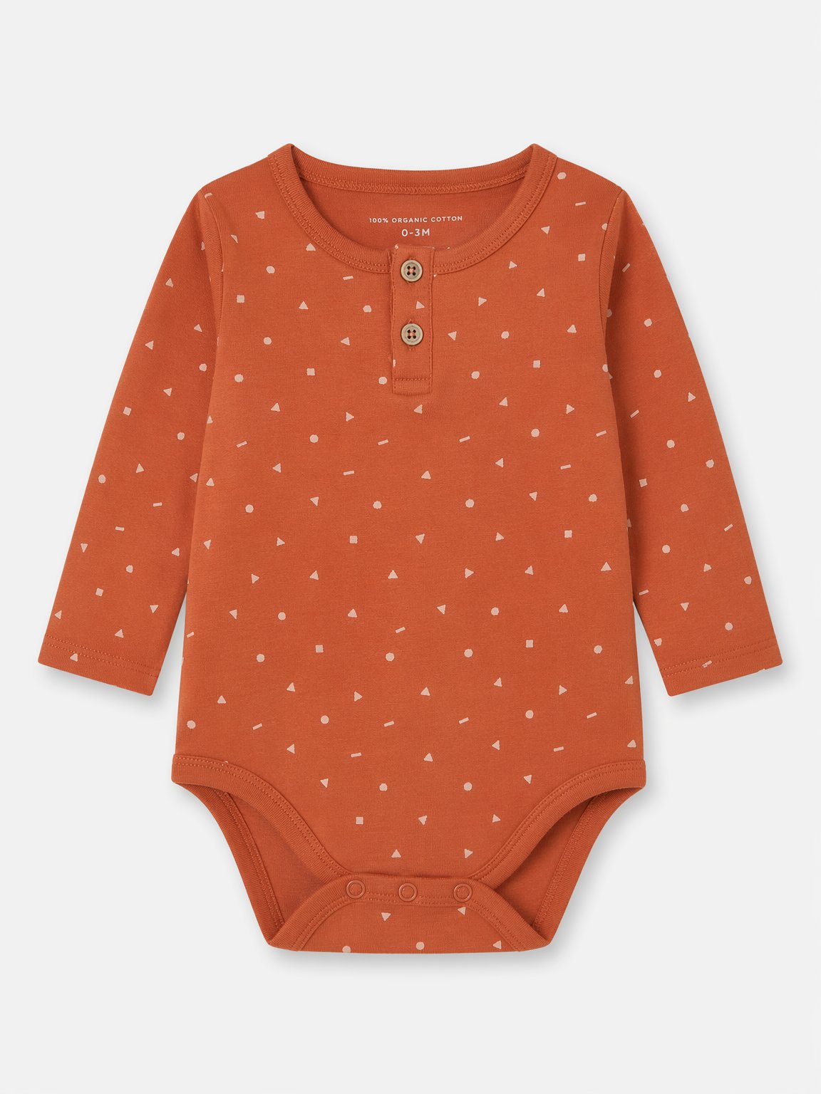 Terracotta Abstract Geometric Henley Bodysuit