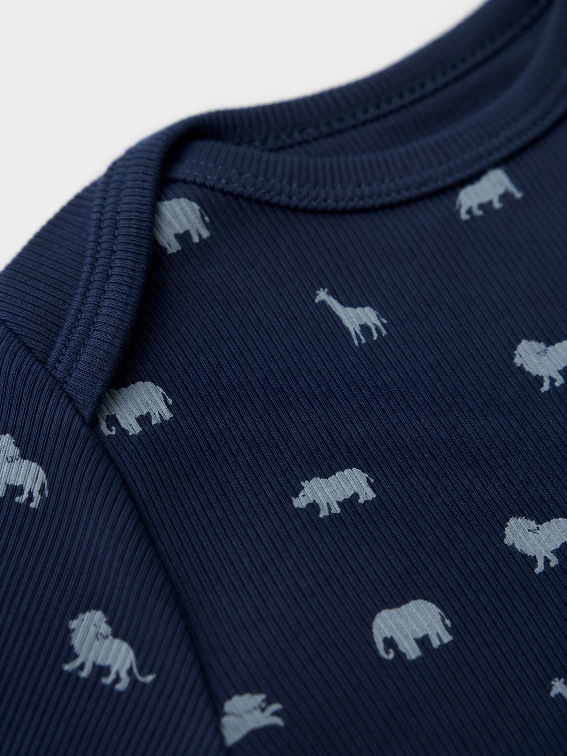 Navy Safari Animal Print Ribbed Bodysuit view 3