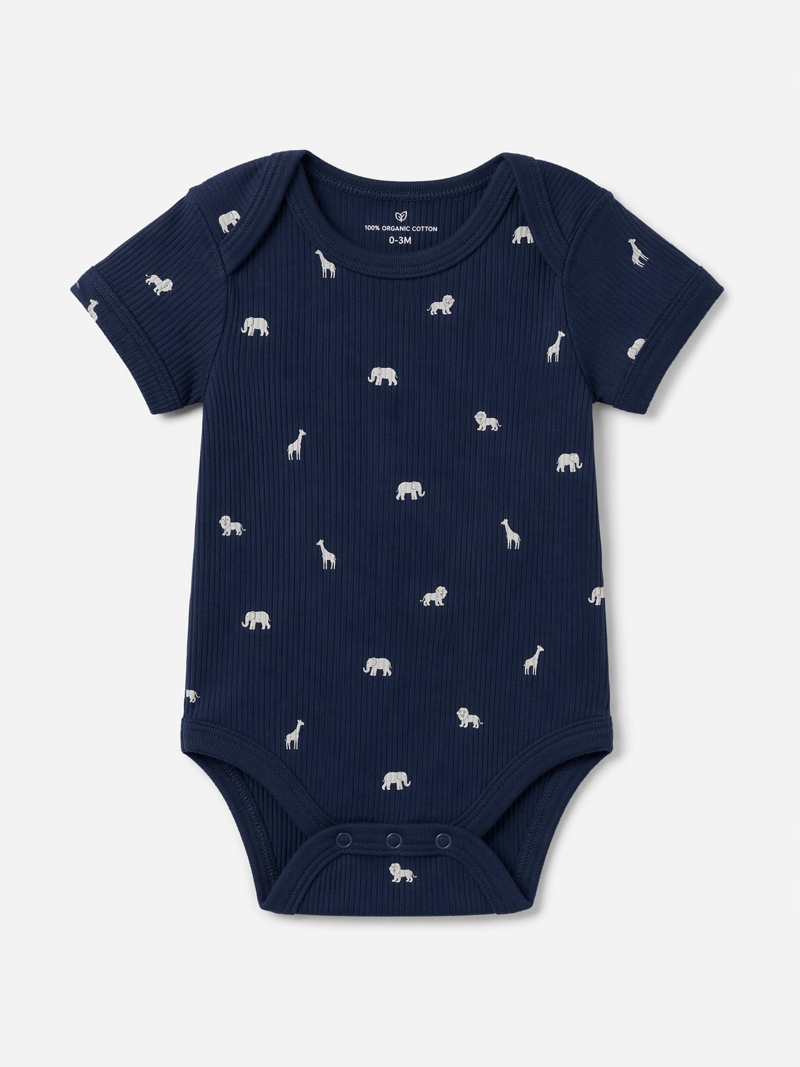 Navy Safari Animal Print Ribbed Bodysuit