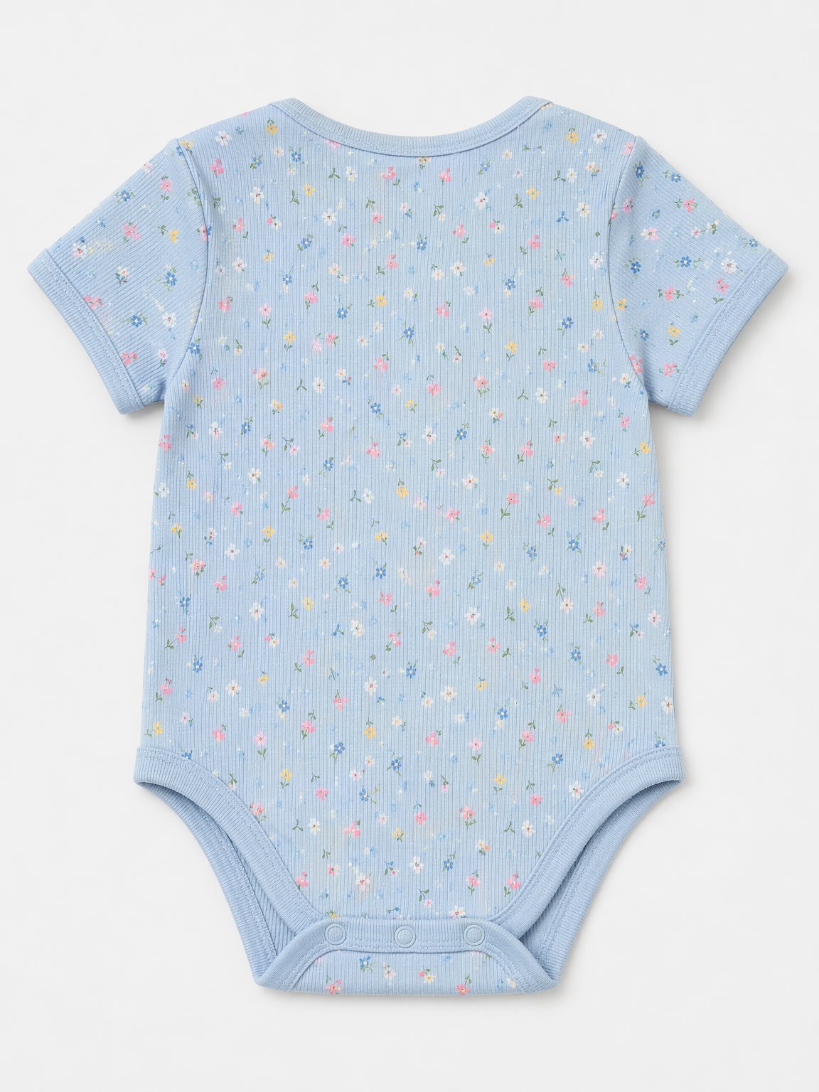Mist Blue Ditsy Floral Short-Sleeve Bodysuit view 2