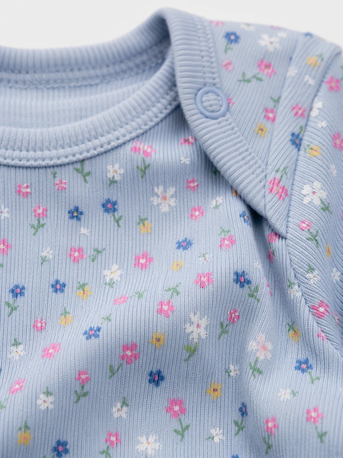 Mist Blue Ditsy Floral Short-Sleeve Bodysuit view 3