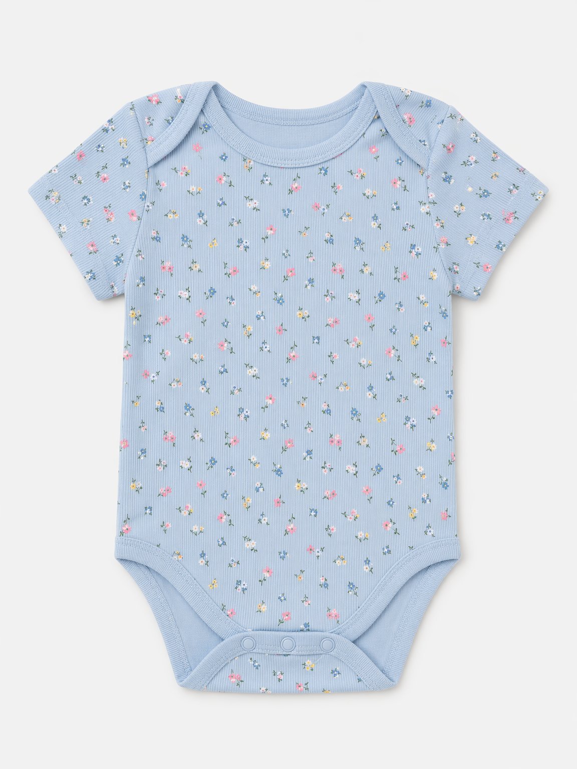 Mist Blue Ditsy Floral Short-Sleeve Bodysuit