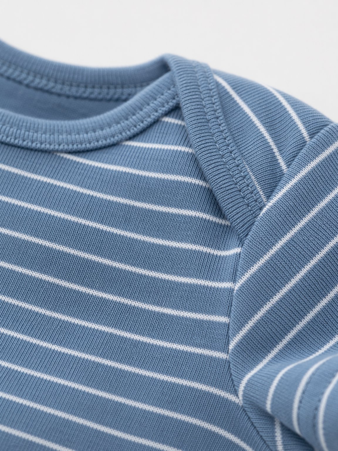 Denim Blue Thin Stripes Lap-Shoulder Bodysuit view 3