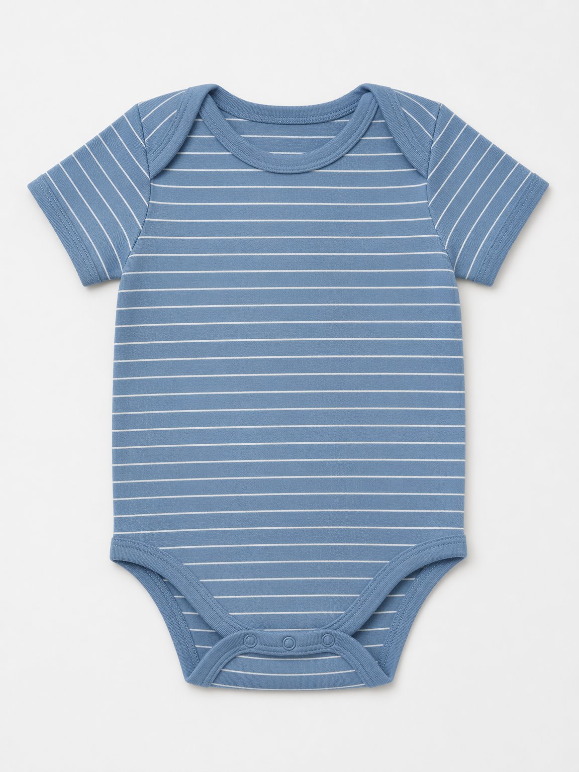 Denim Blue Thin Stripes Lap-Shoulder Bodysuit