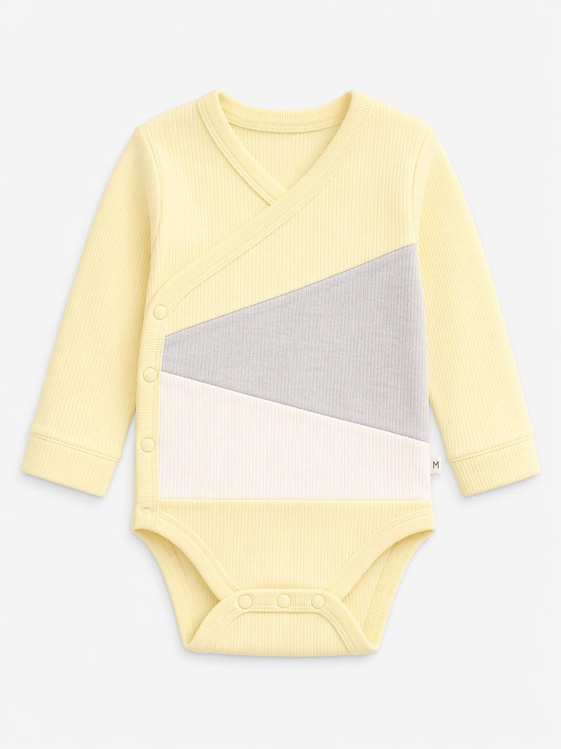 Butter Yellow Color-Block Kimono Bodysuit