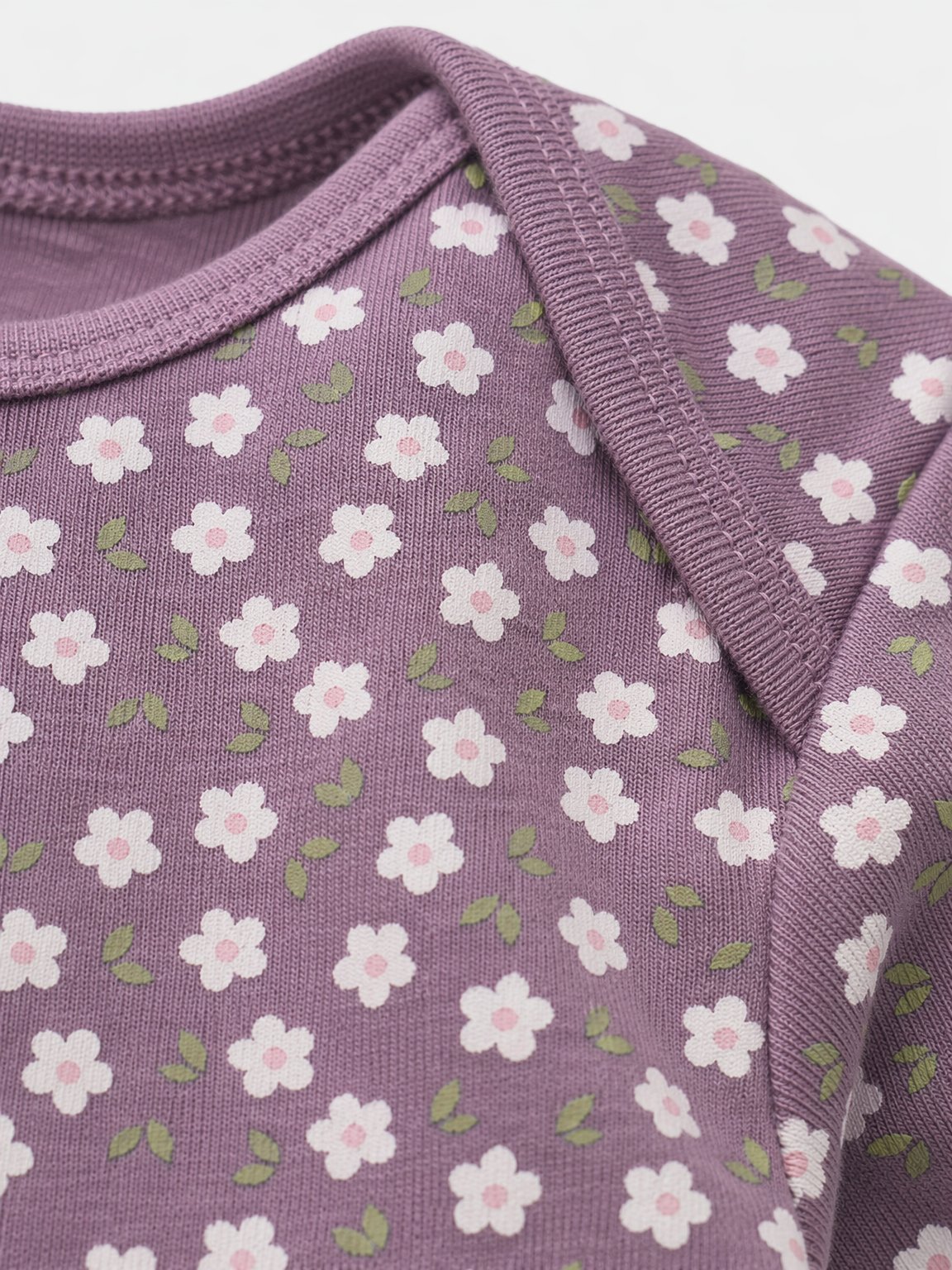 Dusty Plum Ditsy Floral Side-Snap Bodysuit view 3
