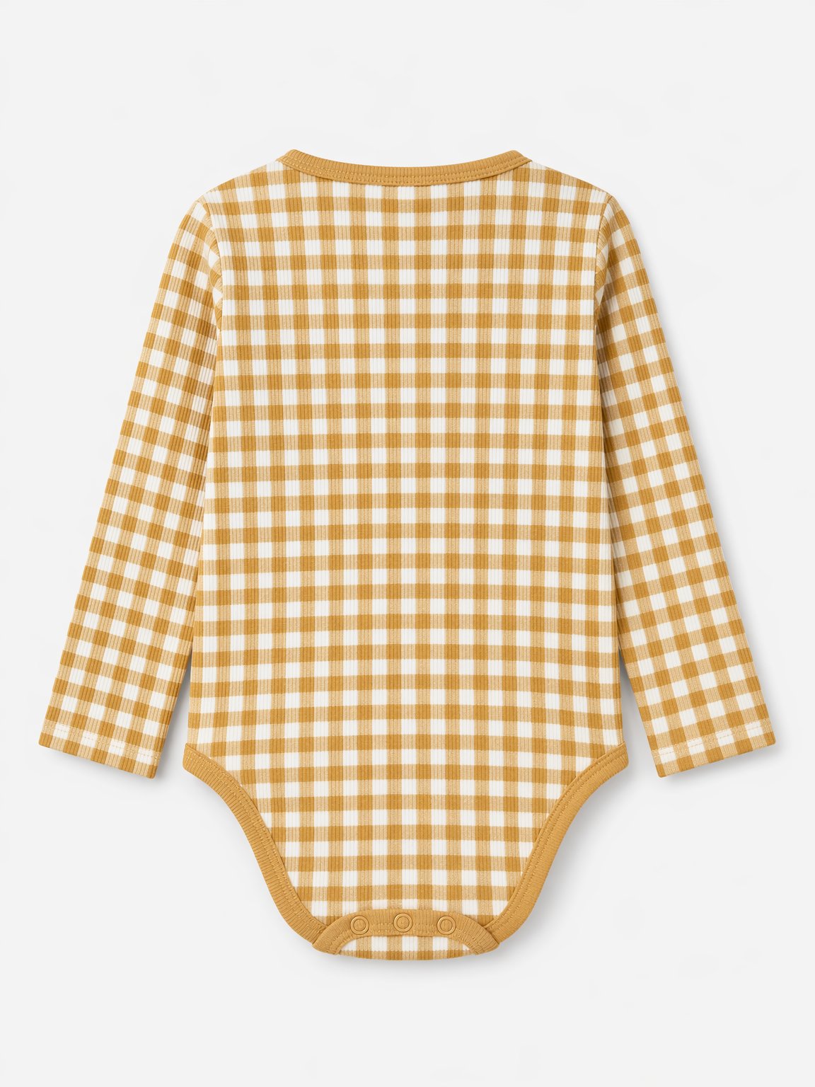 Warm Mustard Gingham Check Ribbed Bodysuit view 2