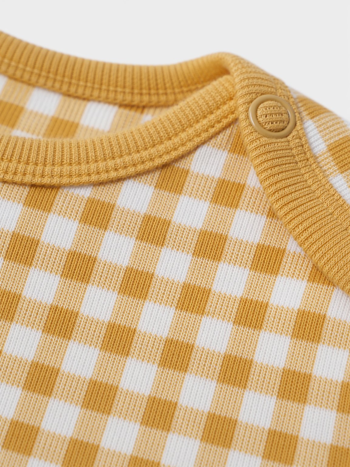 Warm Mustard Gingham Check Ribbed Bodysuit view 3