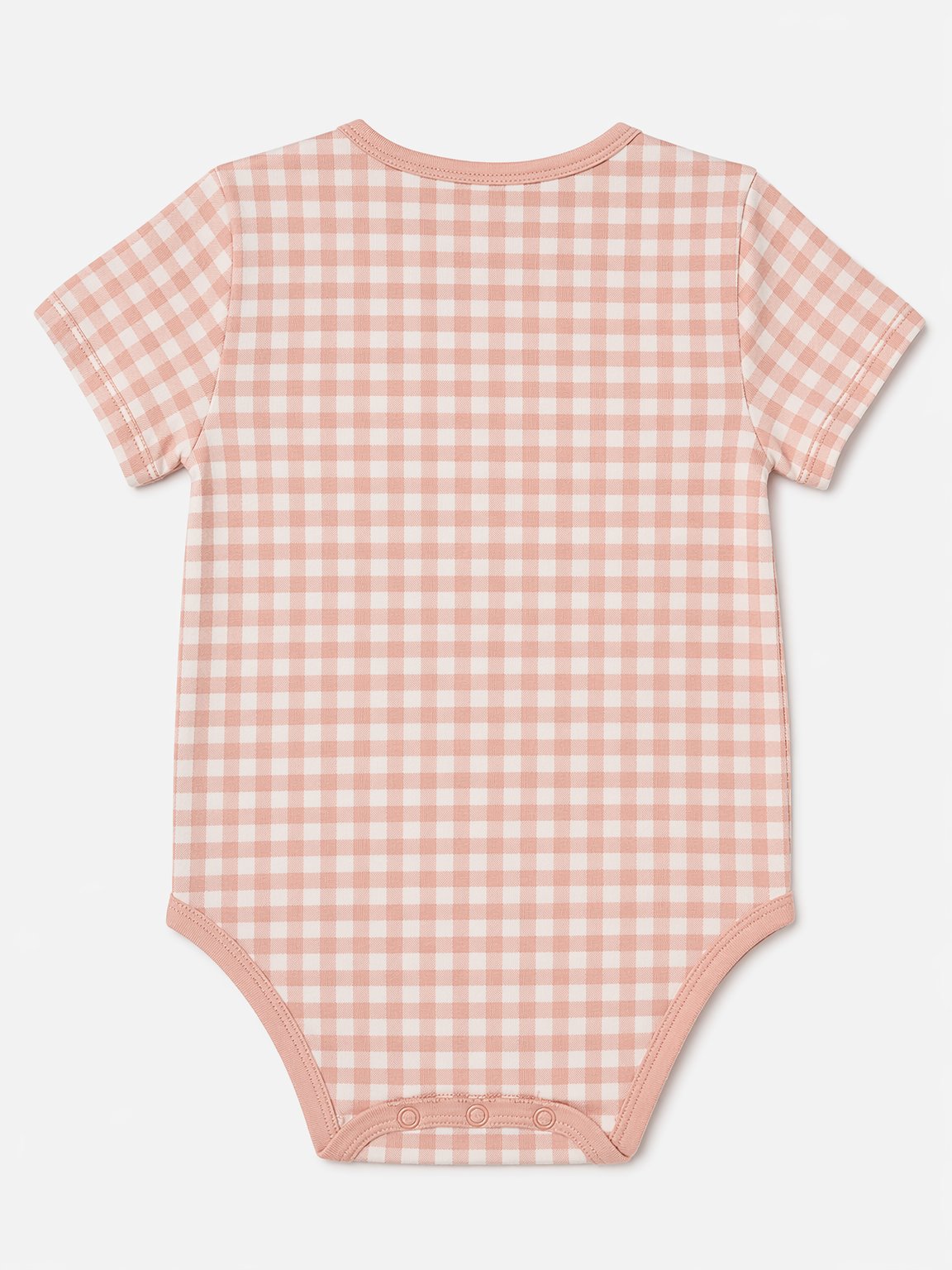 Dusty Rose Gingham Check Short-Sleeve Bodysuit view 2