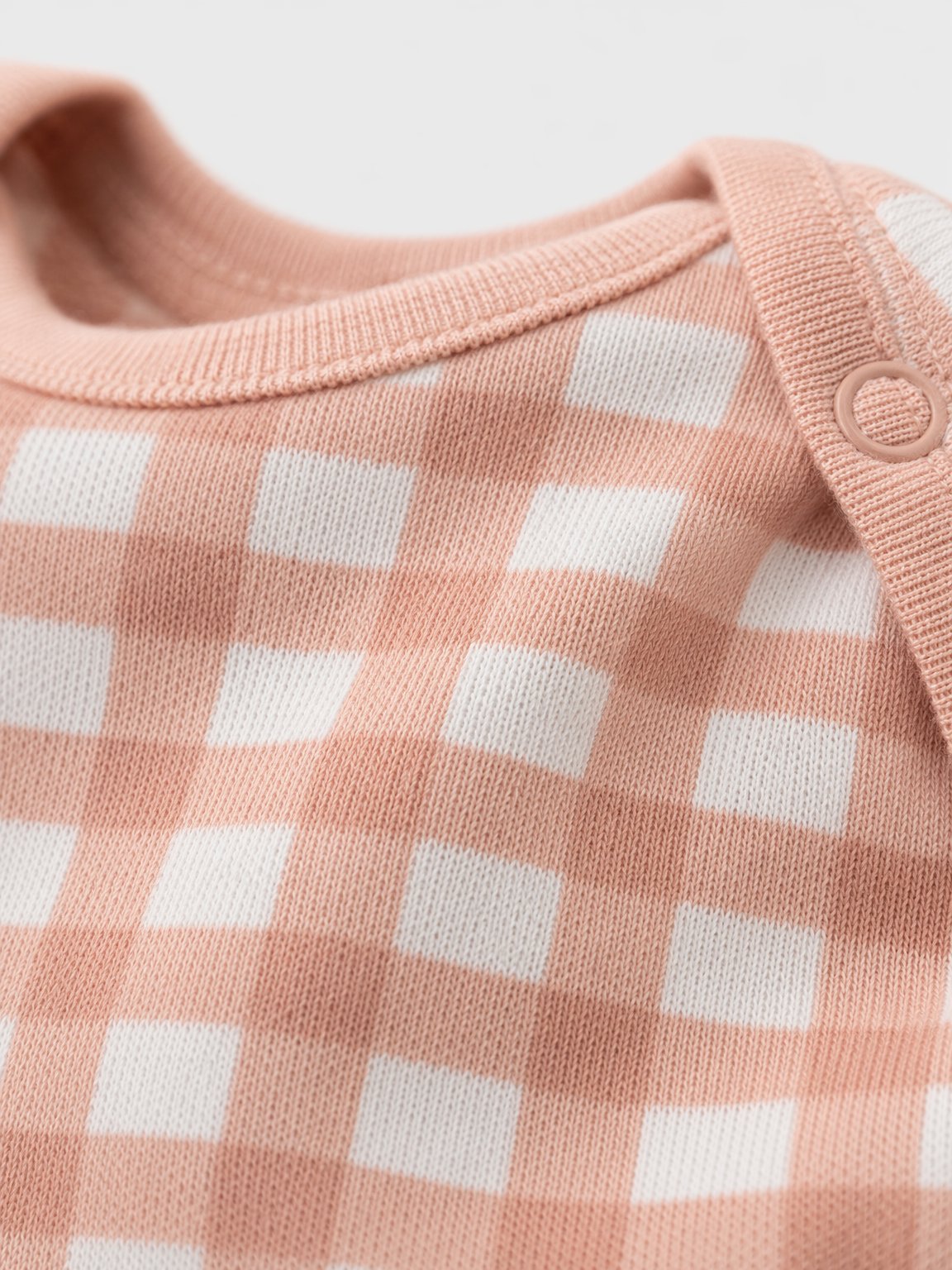 Dusty Rose Gingham Check Short-Sleeve Bodysuit view 3