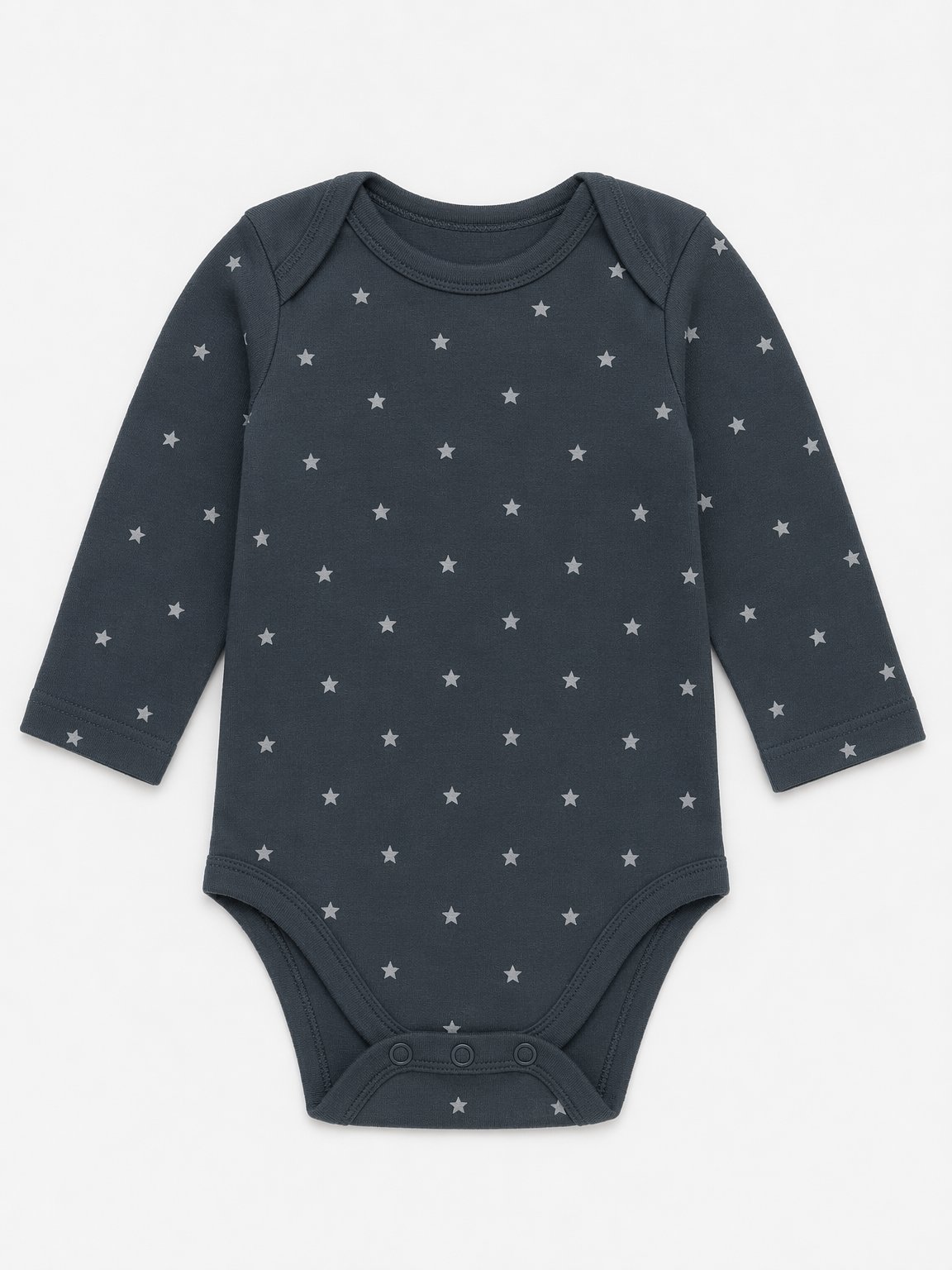 Charcoal Star Print Long-Sleeve Bodysuit