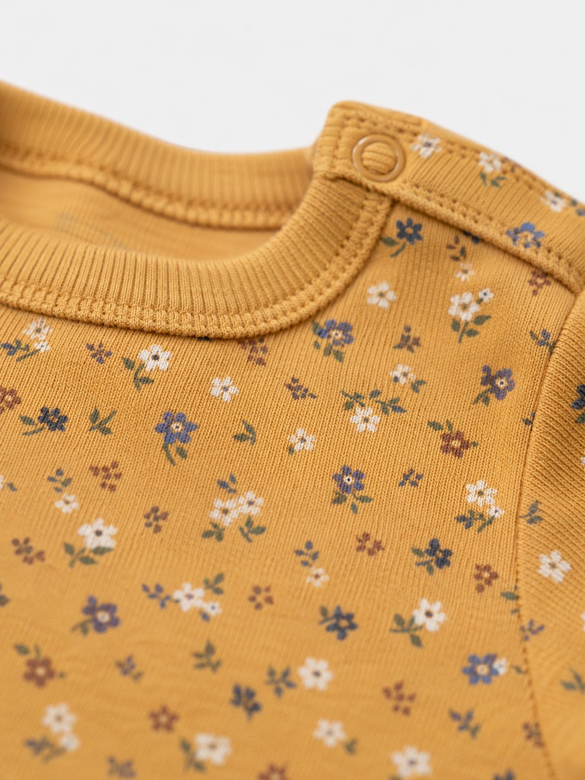 Warm Mustard Ditsy Floral Lap-Shoulder Bodysuit view 3