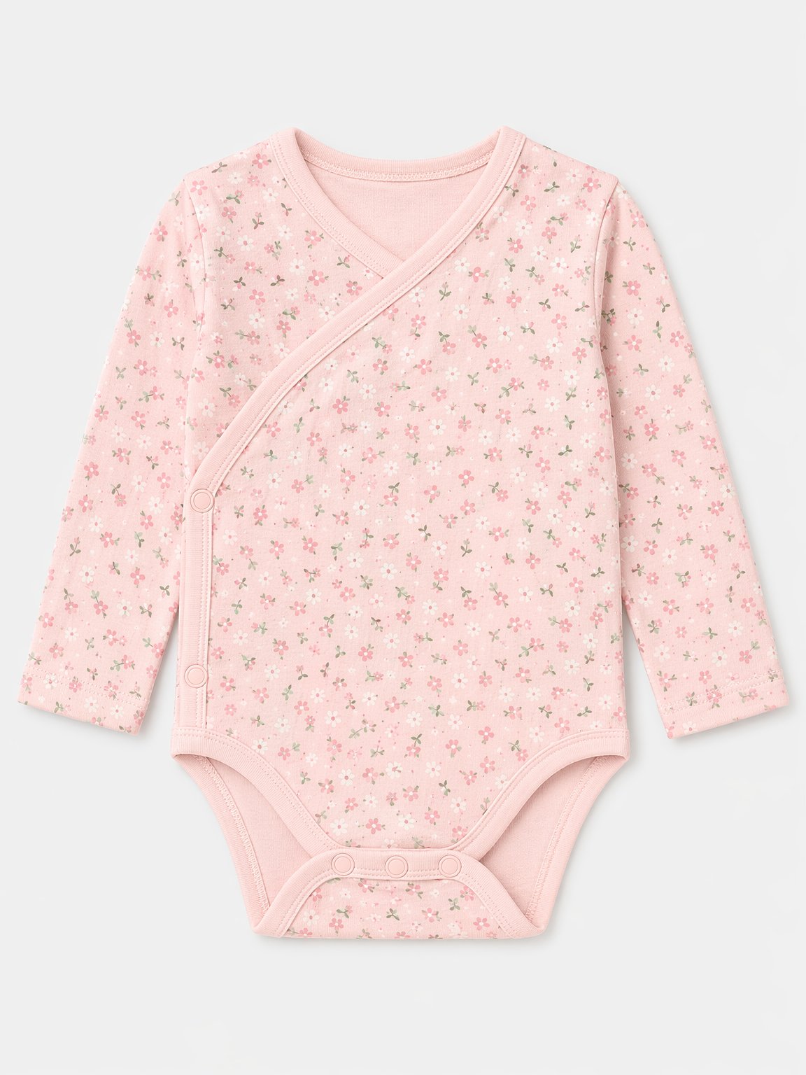 Blush Peach Ditsy Floral Kimono Bodysuit