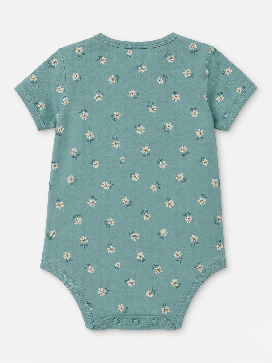 Dusty Teal Floral Print Henley Bodysuit view 2