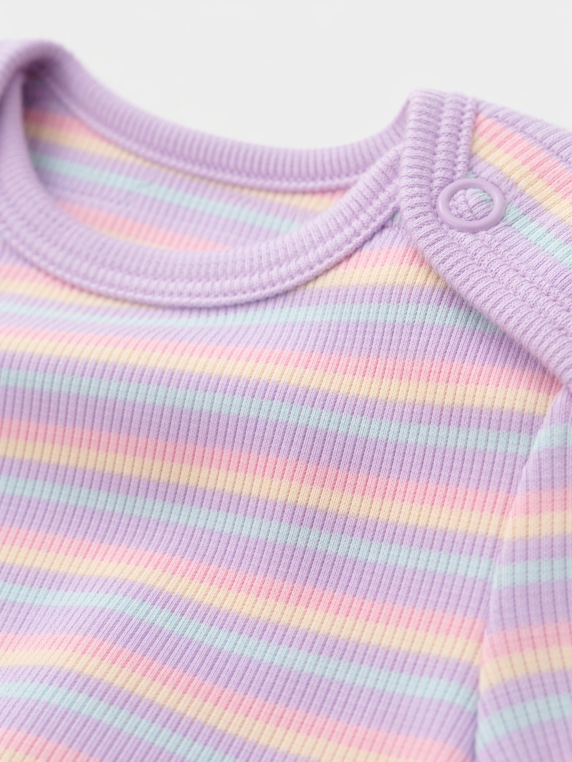 Lavender Rainbow Stripe Ribbed Bodysuit view 3