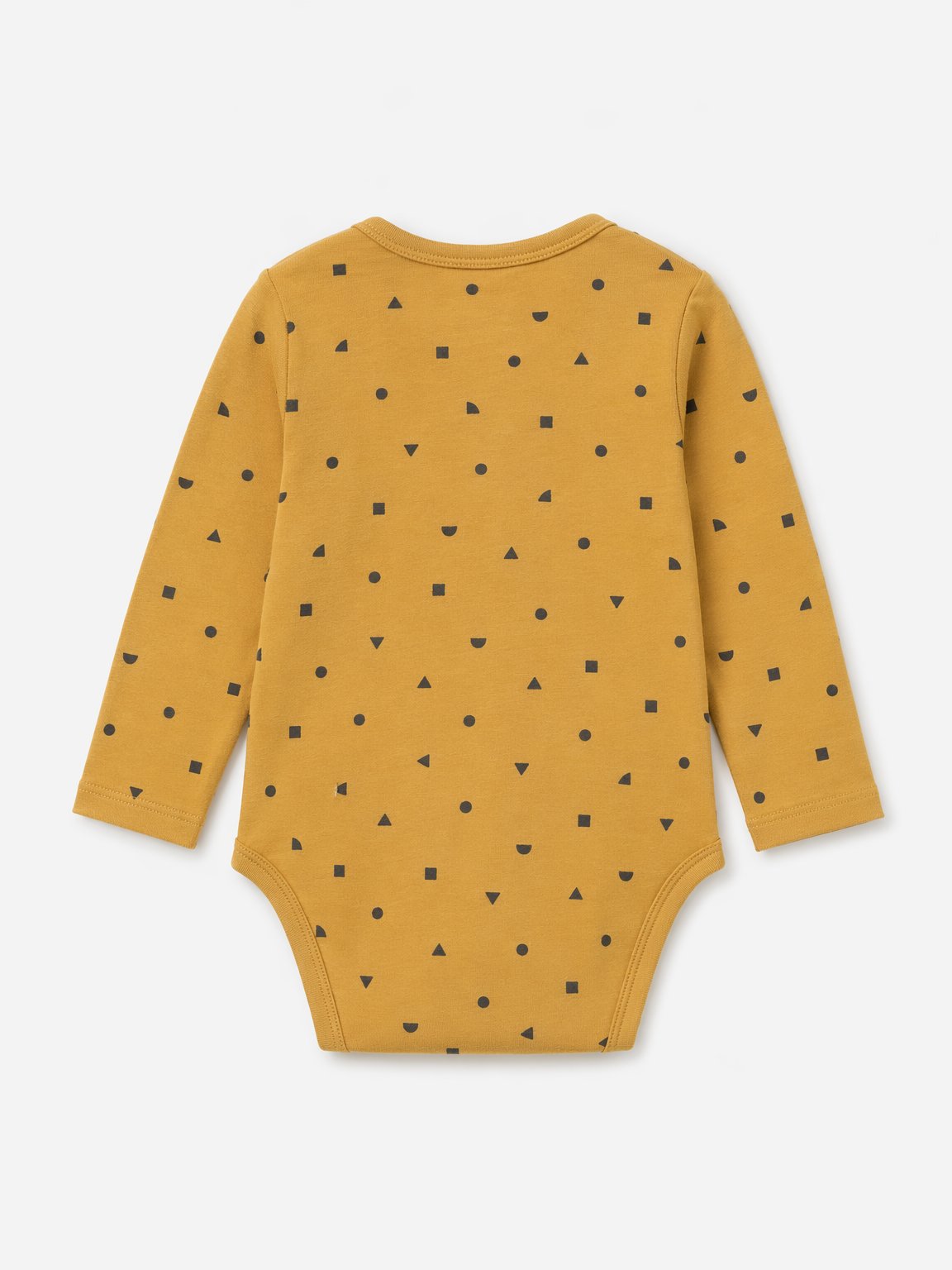 Warm Mustard Abstract Geometric Long-Sleeve Bodysuit view 2
